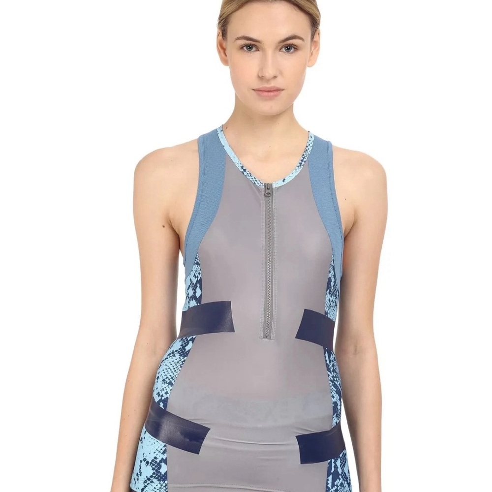 Adidas by Stella McCartney Gray & Blue Snakeskin Techfit Tank